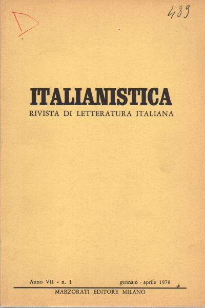 Italianistica, Anno VII - n.1, gennaio-aprile 1978