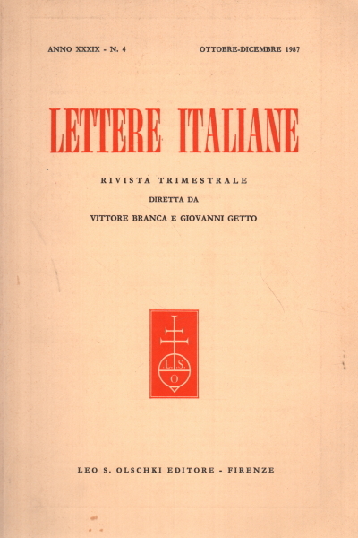 Lettere italiane, anno XXXIX - N. 4