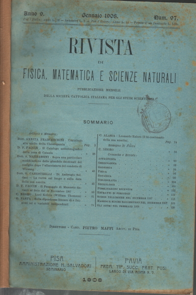 Rivista di fisica, matematica e scienze naturali