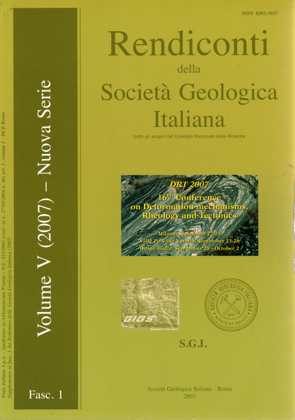 Rendiconti della Società Geologica Italiana. Vol. 5 (2007) Nuova serie. …