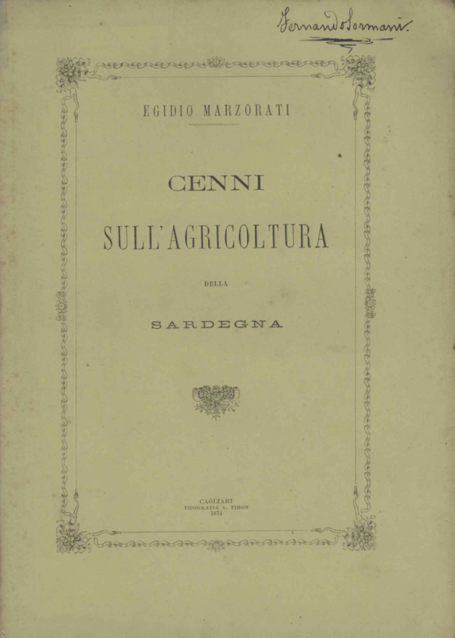 Cenni sull'agricoltura della Sardegna
