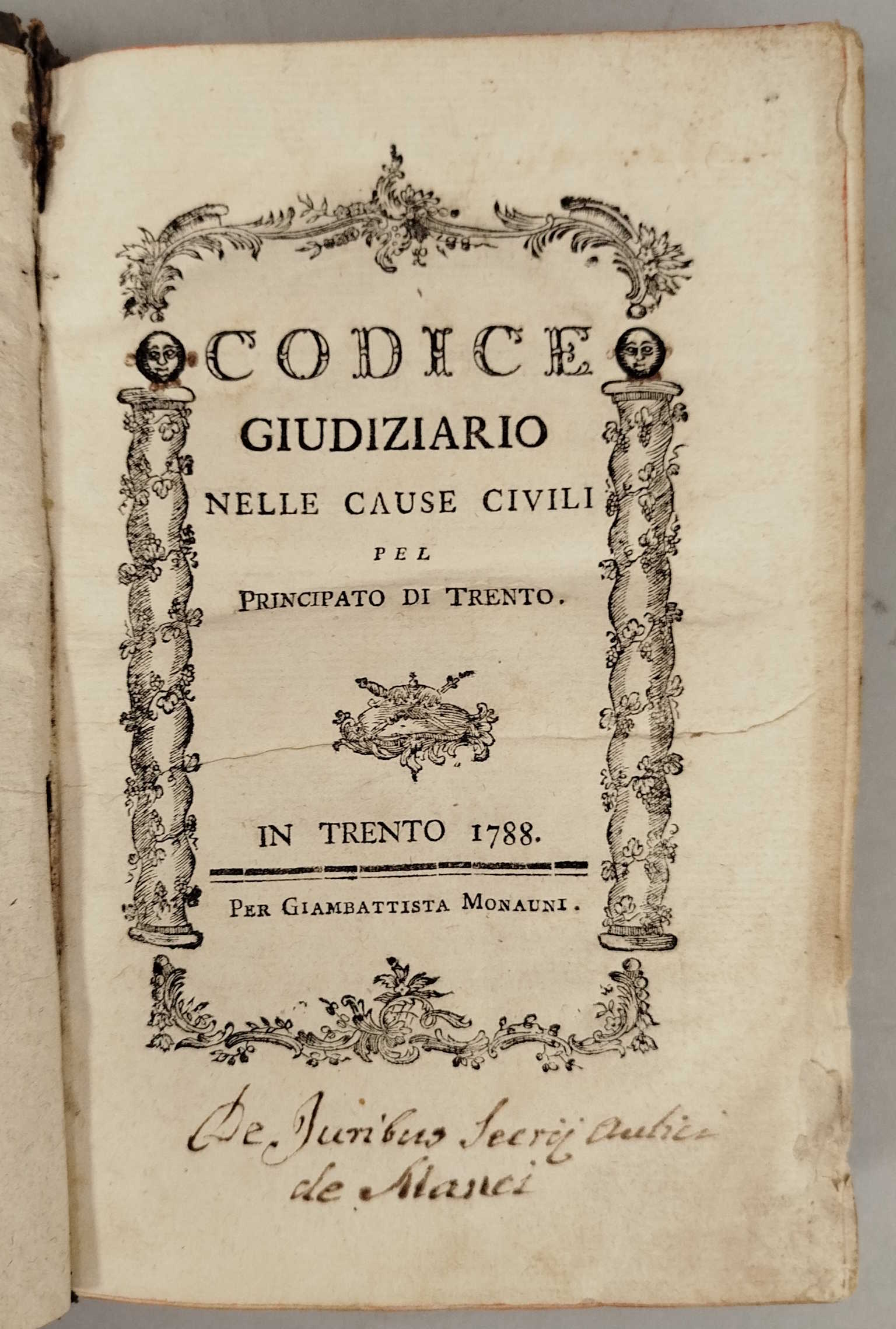 Codice giudiziario nelle cause civili pel Principato di Trento