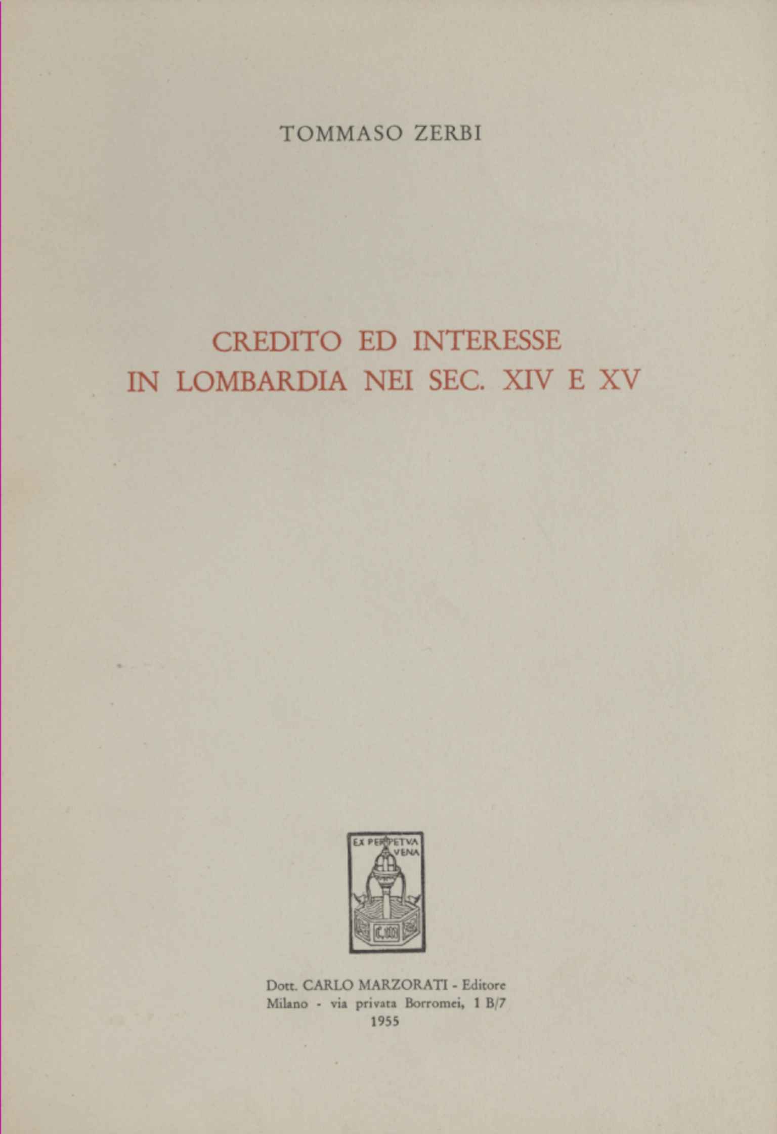 Credito ed interesse in Lombardia nei sec. XIV e XV