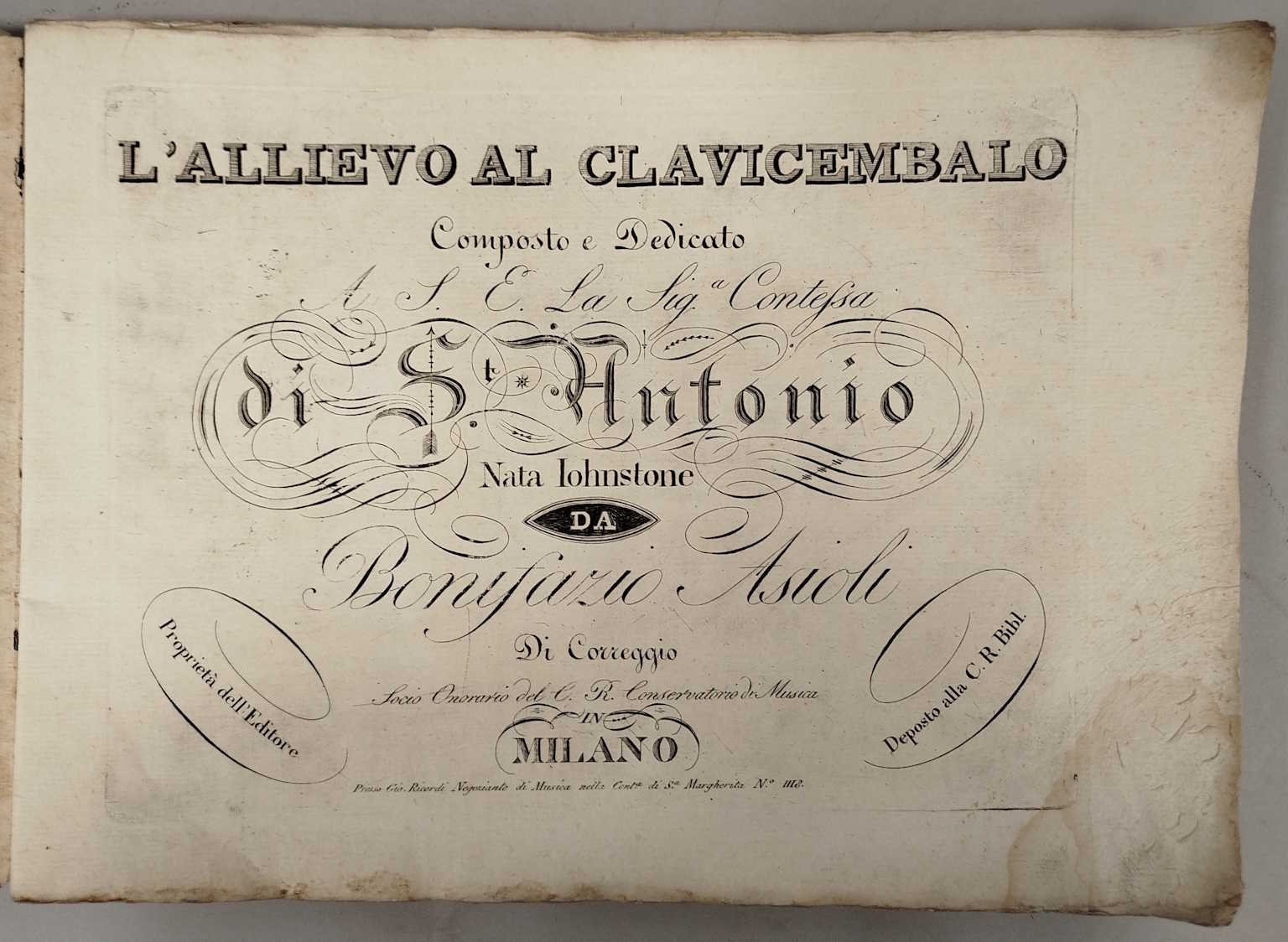 L'Allievo al Clavicembalo. Composto e Dedicato A S. E. La …