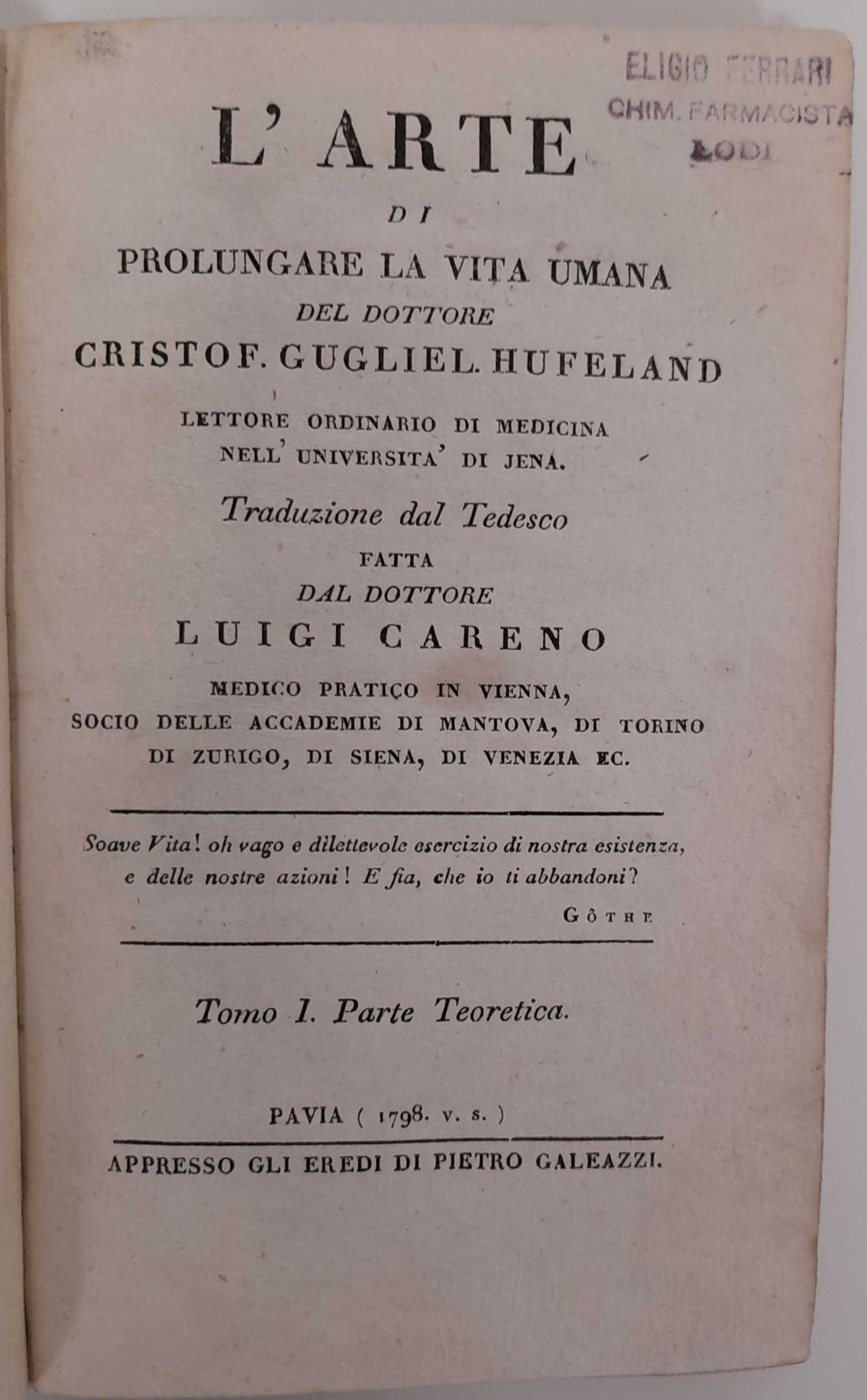 L'arte di prolungare la vita umana