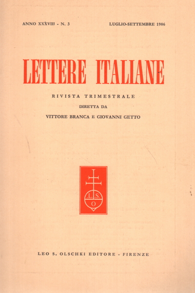 Lettere italiane, anno XXXVIII - N. 3