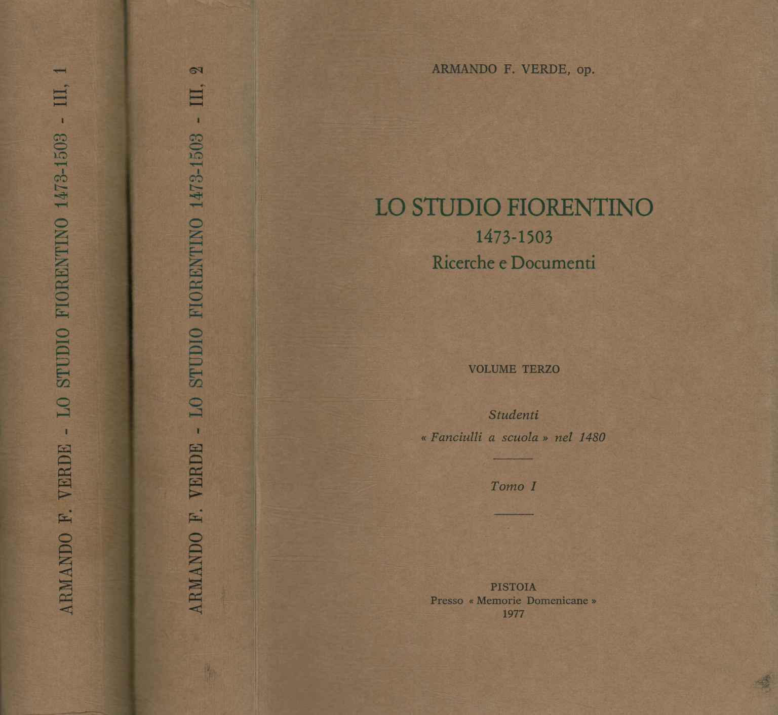 Lo studio fiorentino Volume Terzo (2 Volumi)
