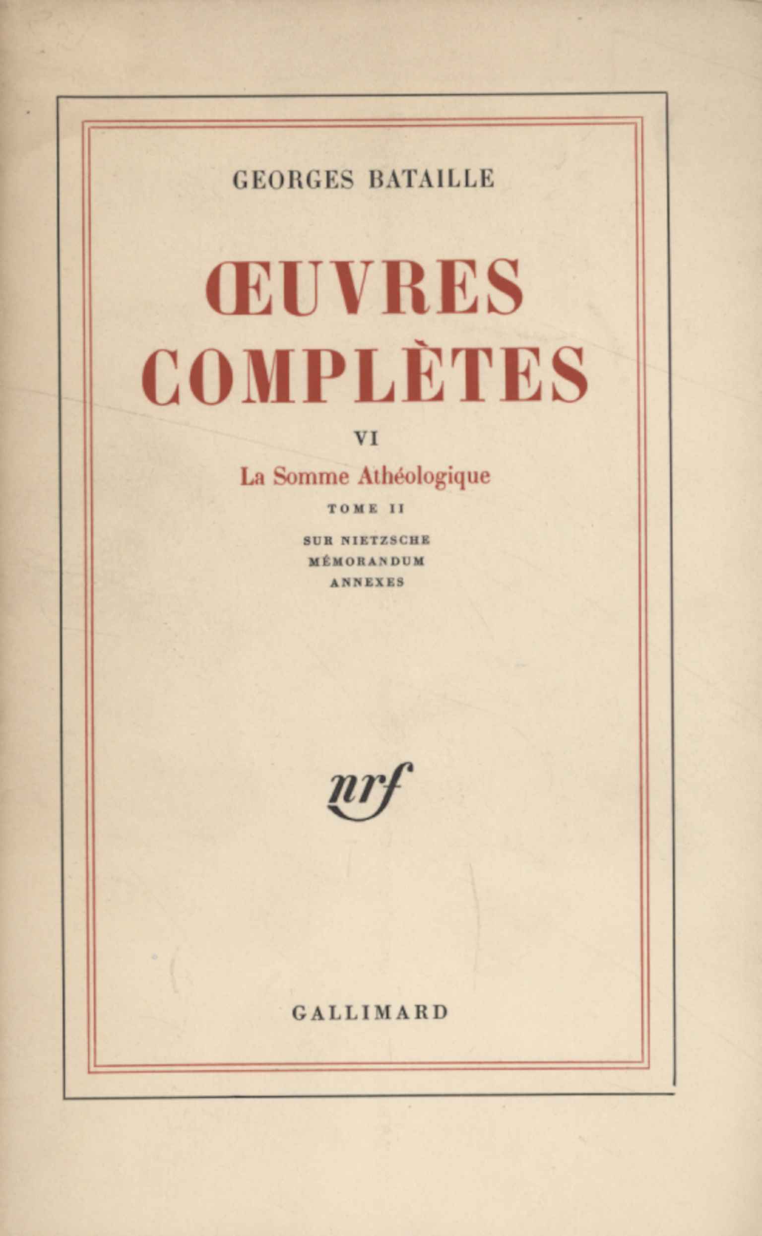Oeuvres complètes VI