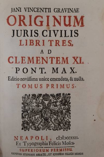 Originum Juris Civilis libri tres. Unito a De Romano Imperio …