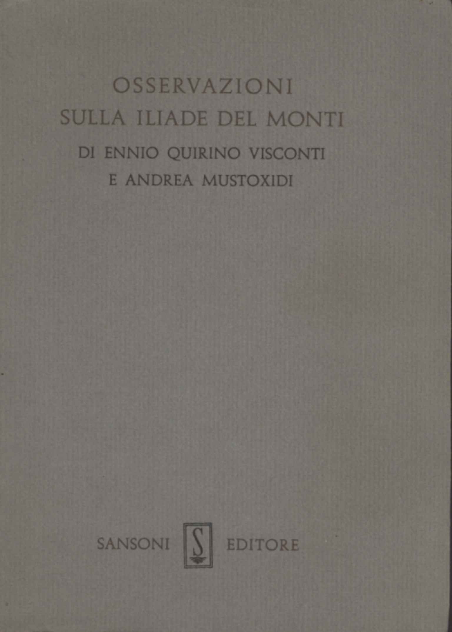 Osservazioni sulla Iliade del Monti