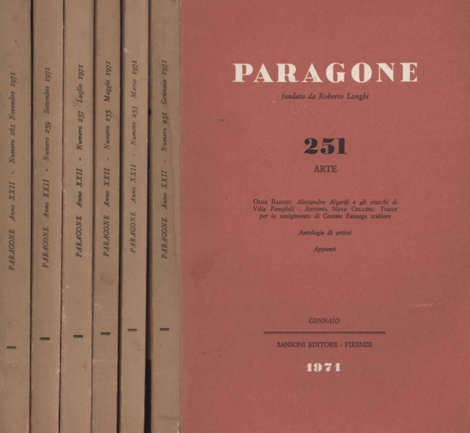Paragone Arte. Annata completa 1971 (6 Volumi)