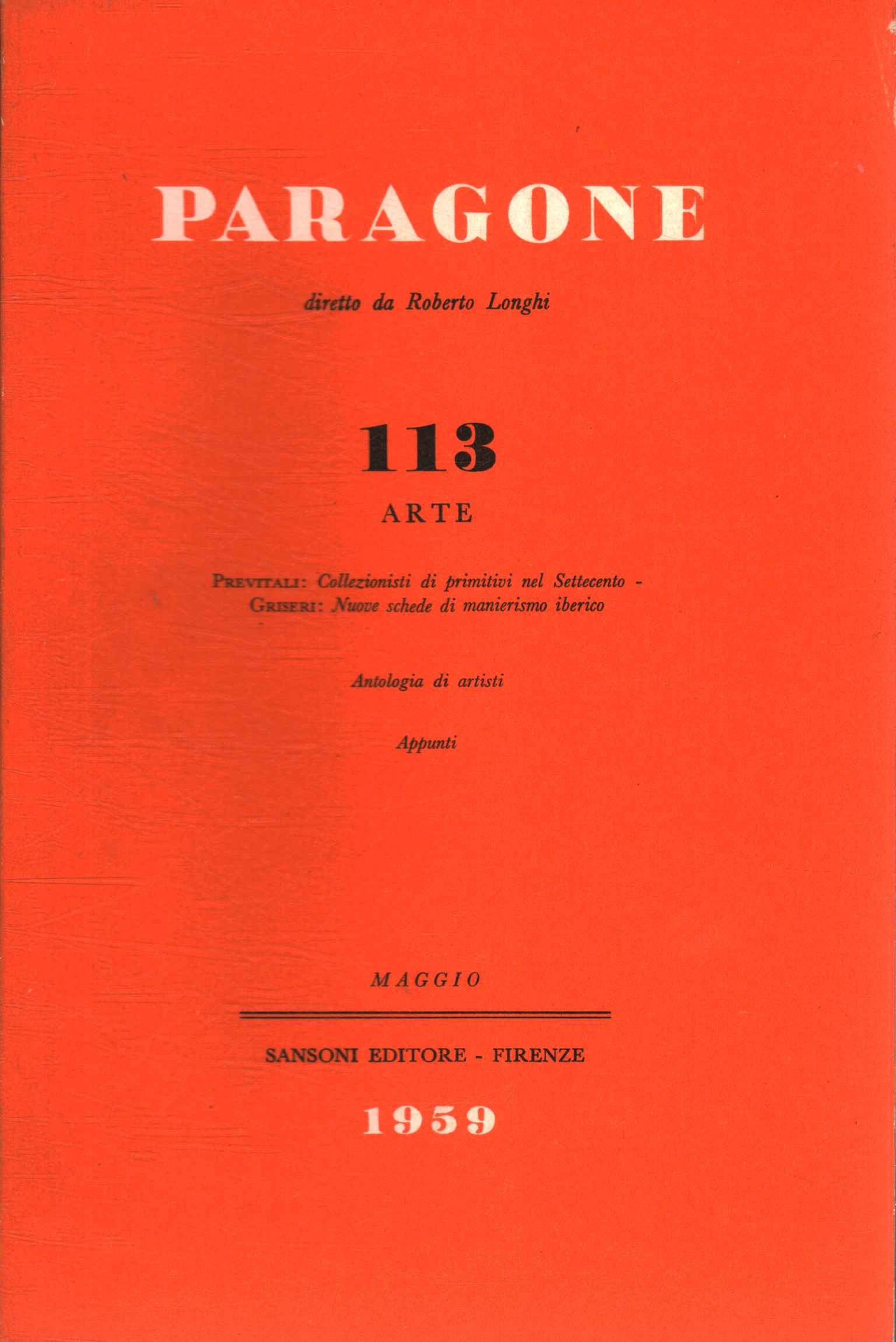 Paragone. Arte (Anno IX, Numero 113, bimestrale, maggio 1959)