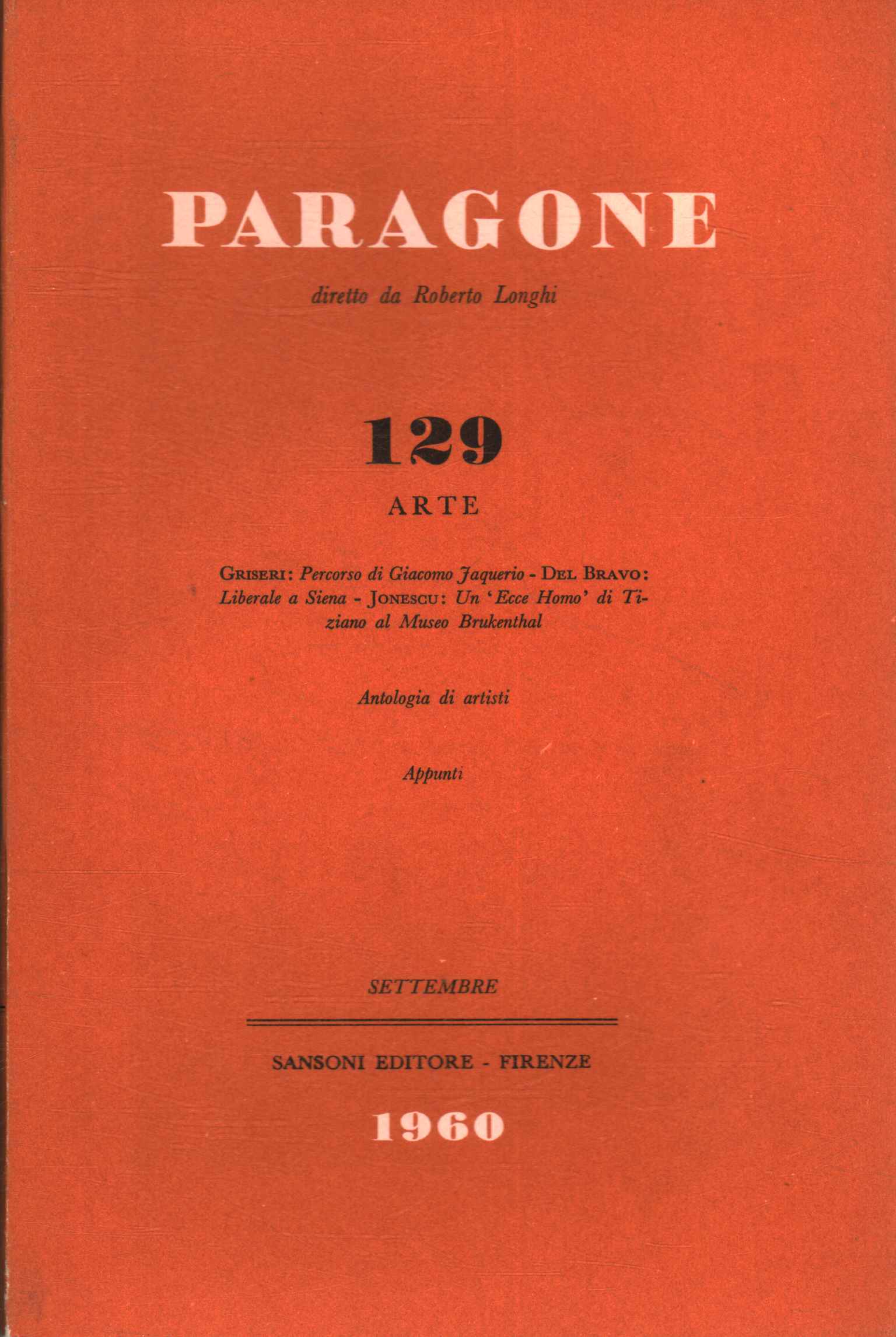 Paragone. Arte (Anno XI, Numero 129, bimestrale, settembre 1960)