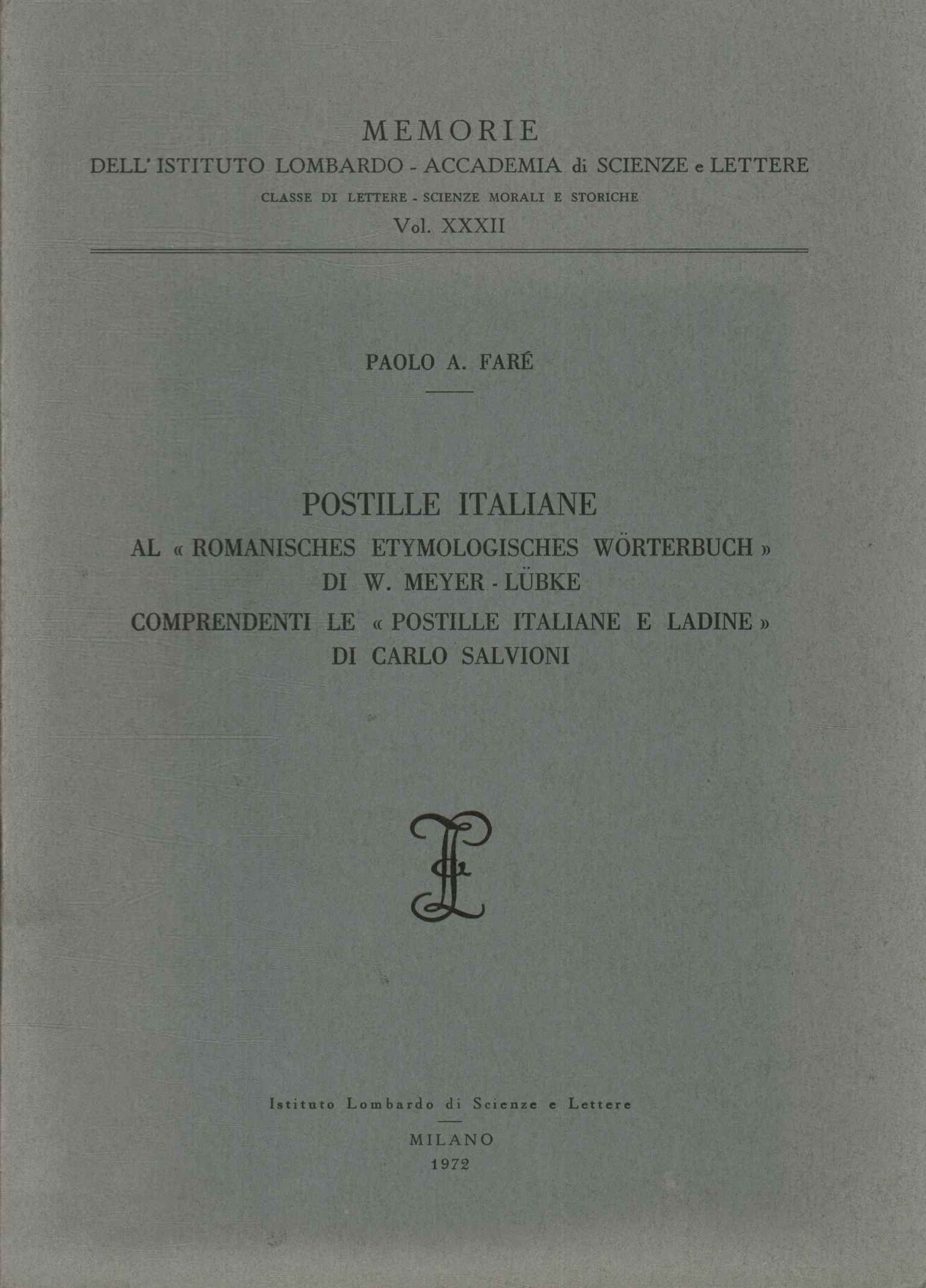 Postille italiane a romanisches etymologisches worterbuch di W. Meyer - …