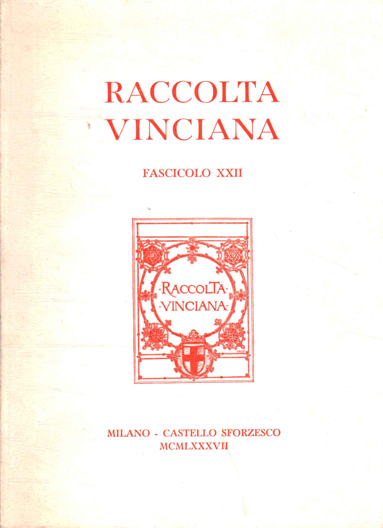 Raccolta Vinciana, Fascicolo XXII