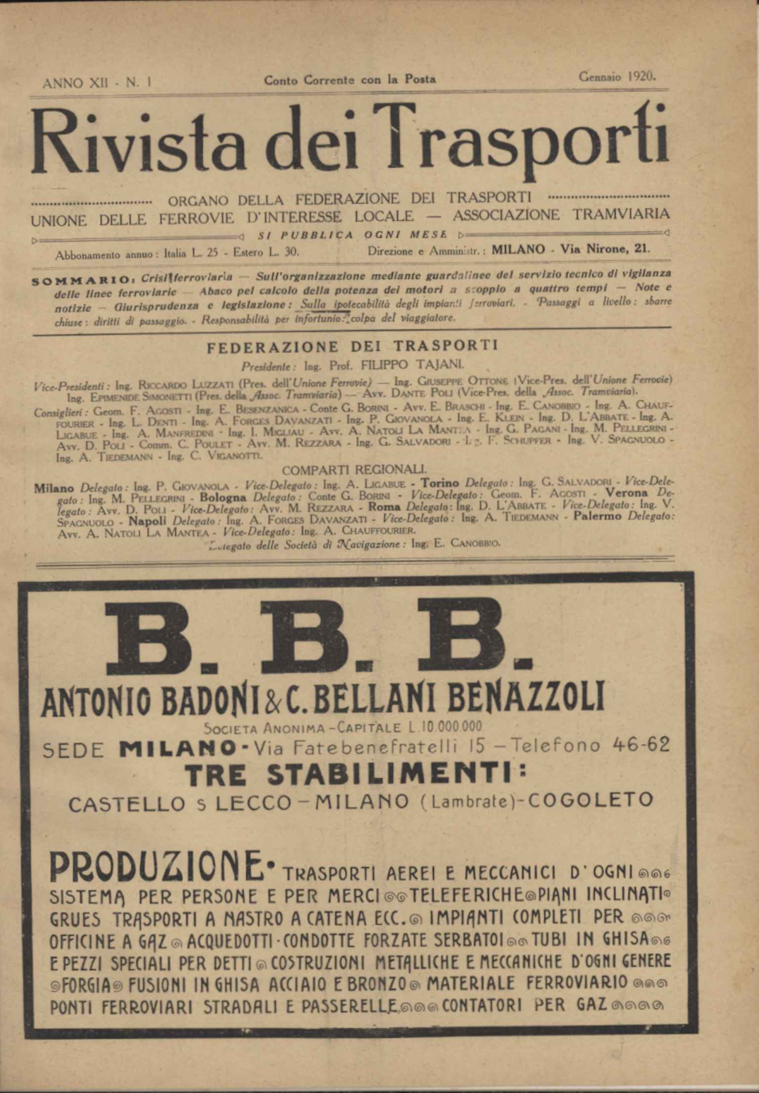Rivista dei Trasporti. Annata completa 1920