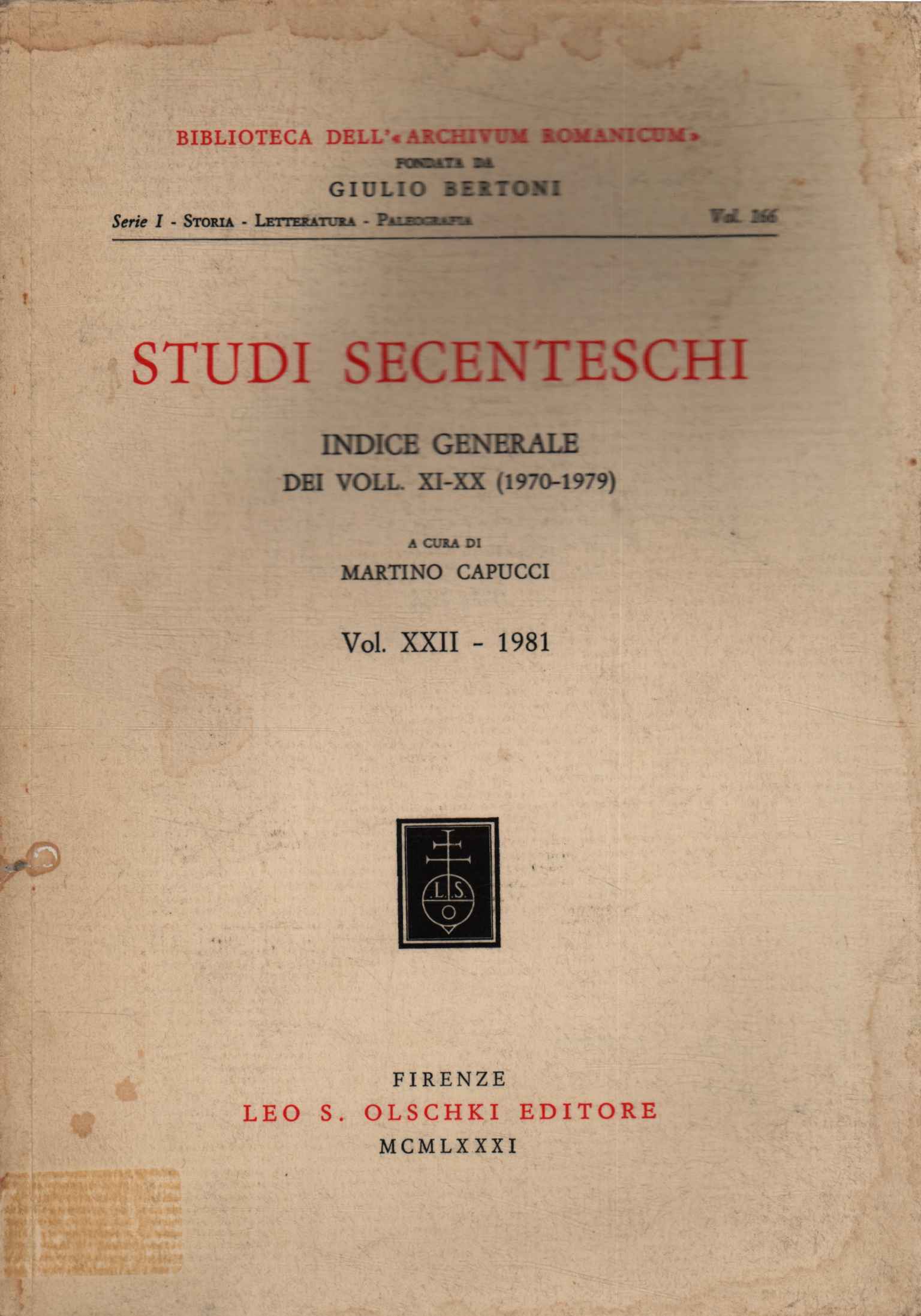 Studi secenteschi (Volume XXII)