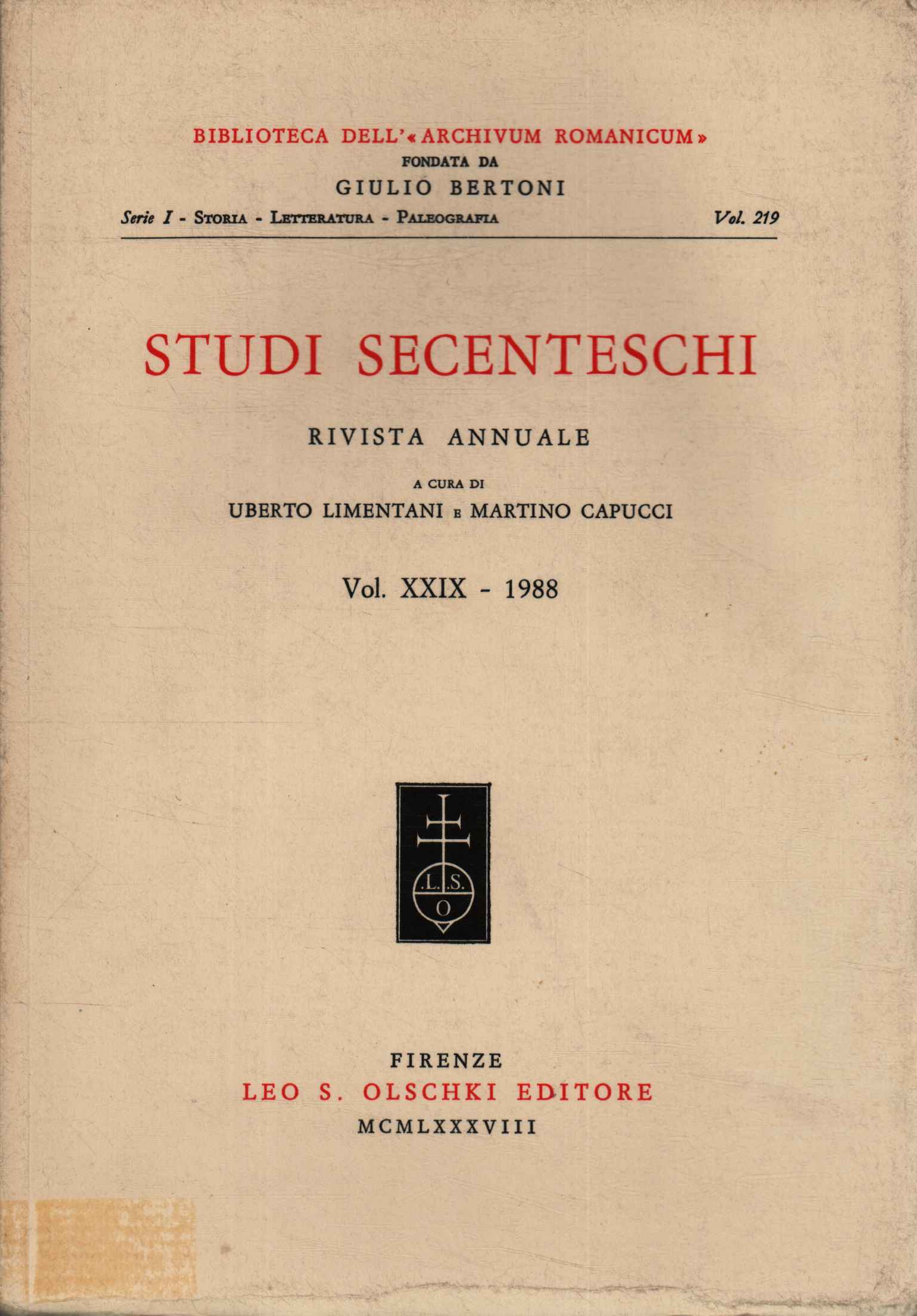Studi secenteschi (Volume XXIX)