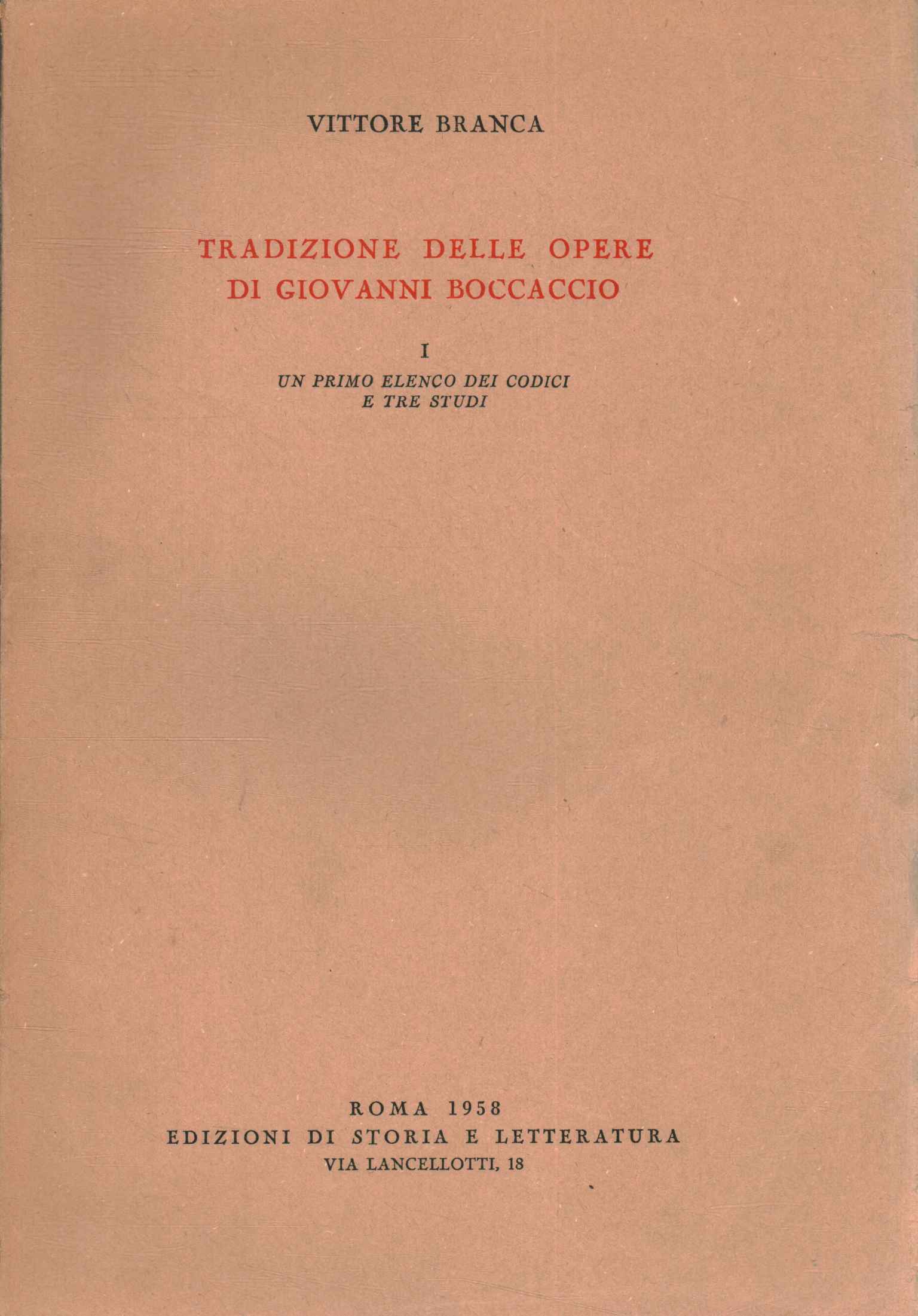 Tradizione delle opere di Giovanni Boccaccio I