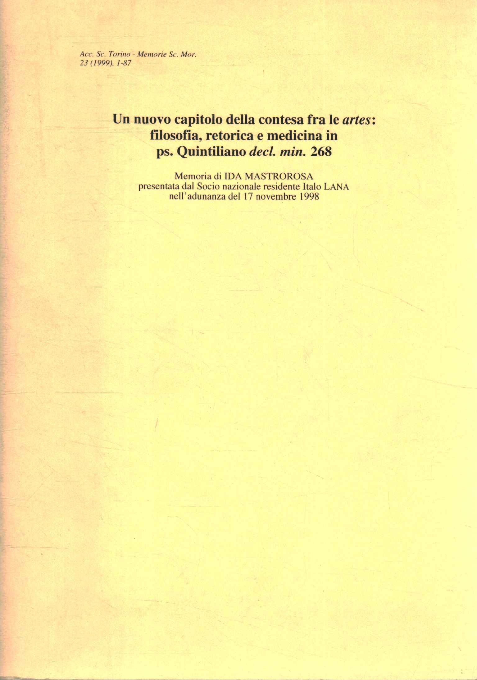 Un nuovo capitolo della contesa fra le artes: filosofia, retorica …