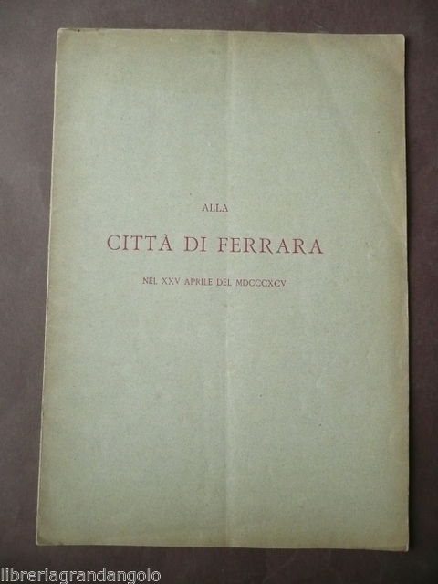 1∞ Edizioni Carducci Citt‡ Ferrara Zanichelli 25 Aprile 1895 Letteratura …