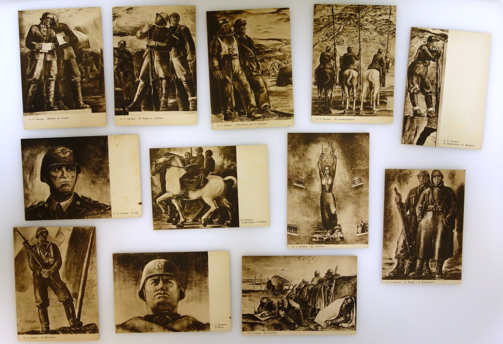 12 Cartoline Ass. Nazionale Mutilati in Guerra A. G. Santagata …