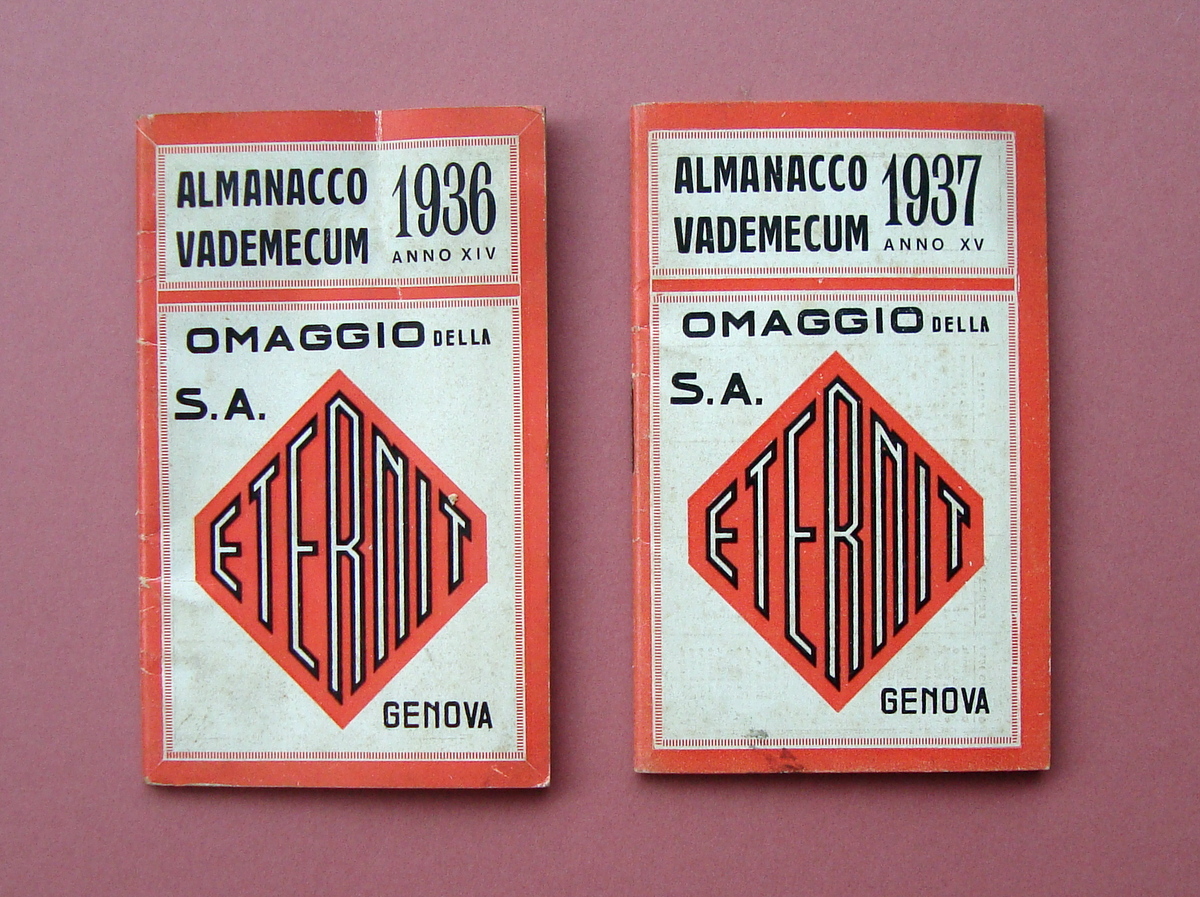 2 Almanacchi Vademecum Eternit 1936 1937 Ed Bevilacqua e Solari …