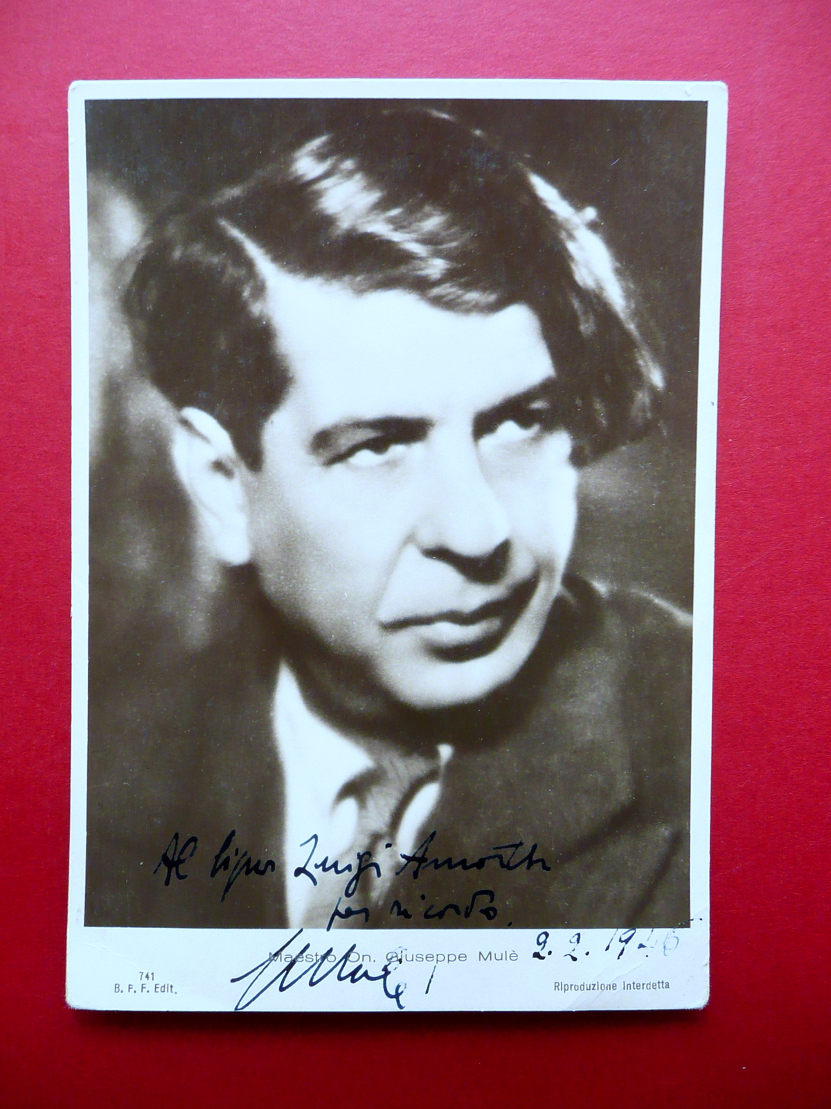 2 Autografi Giuseppe MulË Dedica Rigo Musicale 1946 Compositore Musica