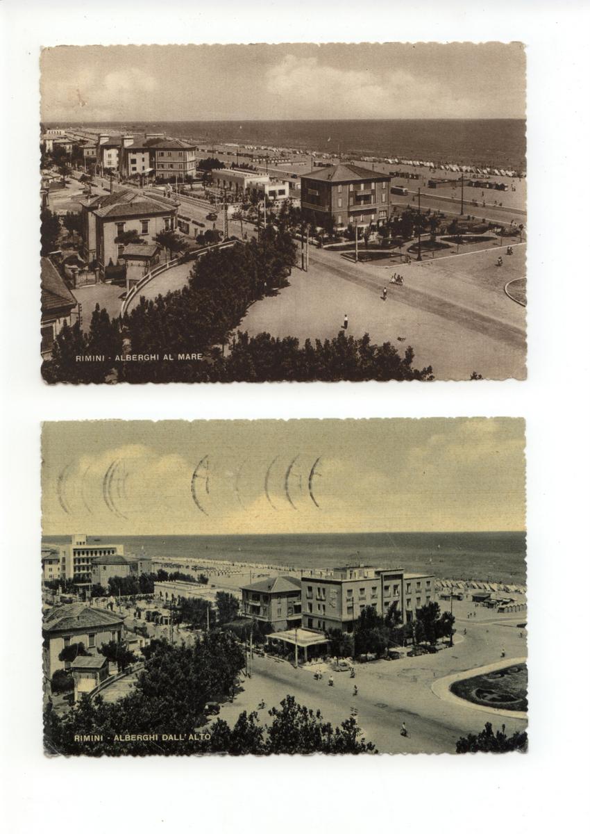2 cartoline Rimini Alberghi al Mare Alberghi dall'Alto viaggiata 1950 …