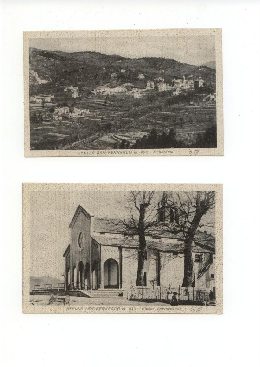 2 cartoline Stella San Bernardo Panorama Chiesa Parrocchiale non viaggiate