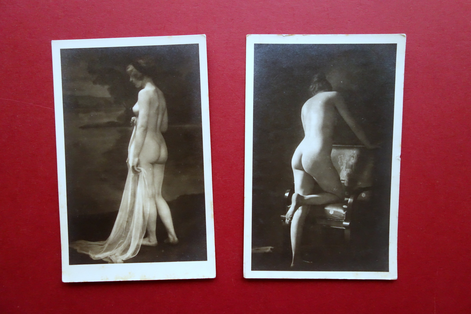2 Fotocartoline Originali Nudo Femminile Anni '40 Non Viaggiate Erotica