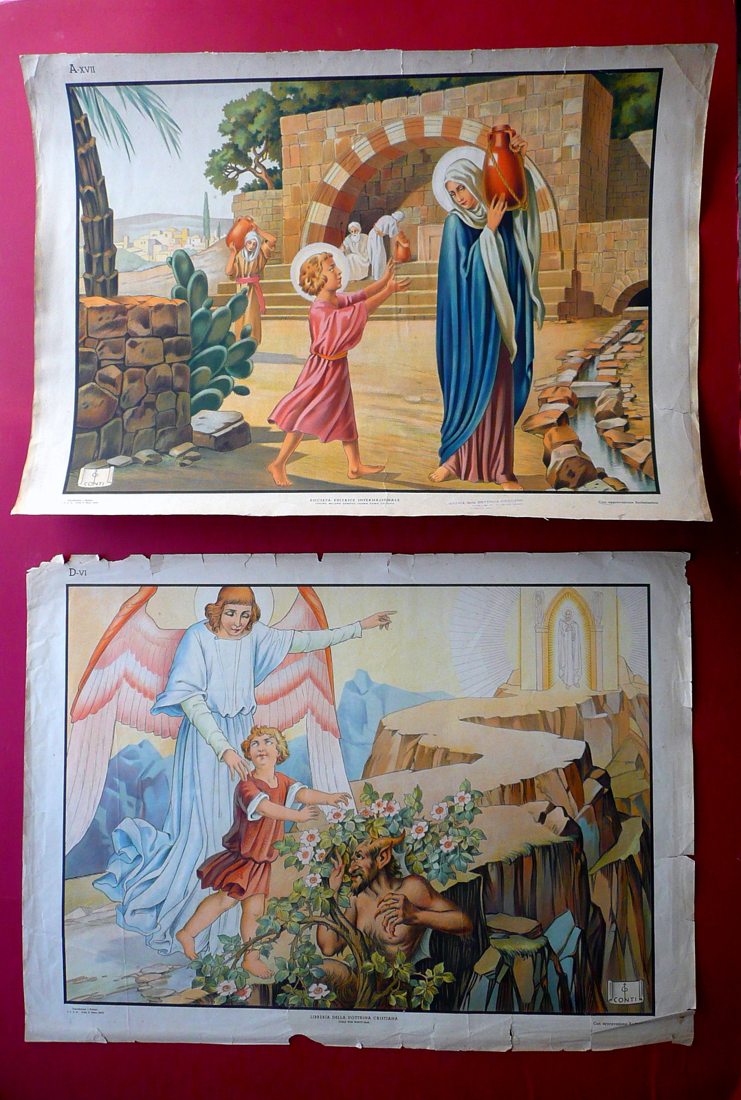 2 Manifesti Dottrina Cristiana Asti Conti Angelo Custode Samaritana Conti