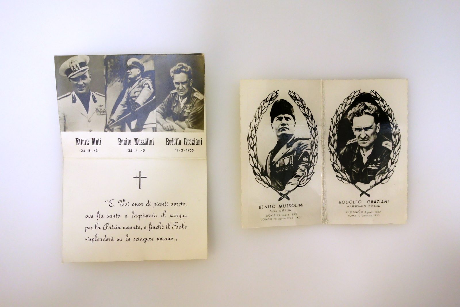 2 Mortini Commemorativi Graziani Muti Mussolini Anni '50 '60