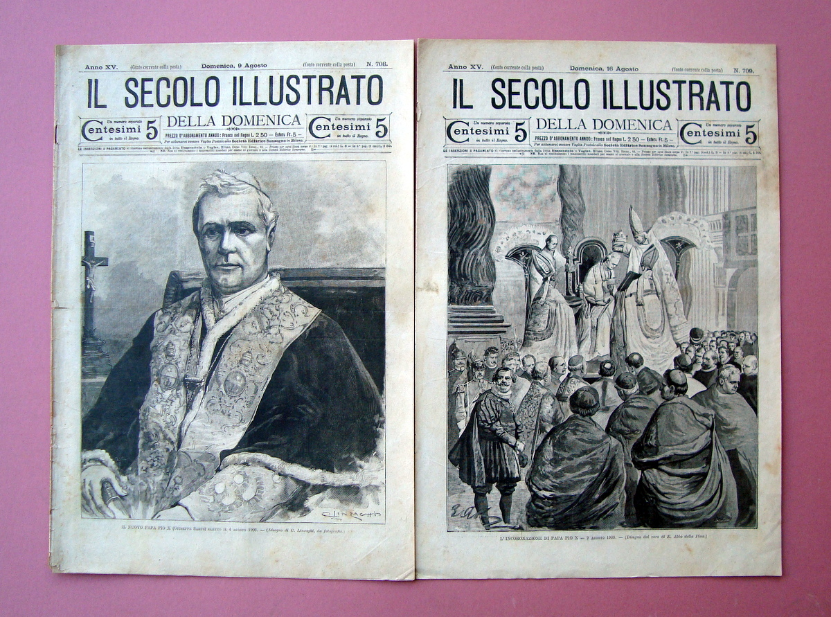 2 numeri Il Secolo Illustrato n 708-709 1903 Incoronazione Papa …