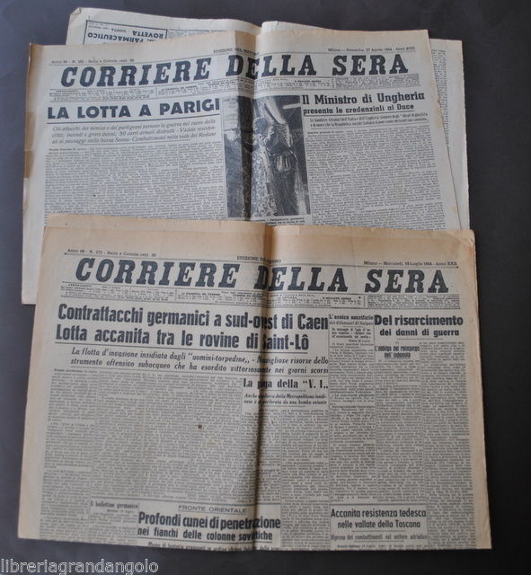 2 Quotidiani Corriere Sera Guerra Parigi Caen Repubblica Sociale Romania …