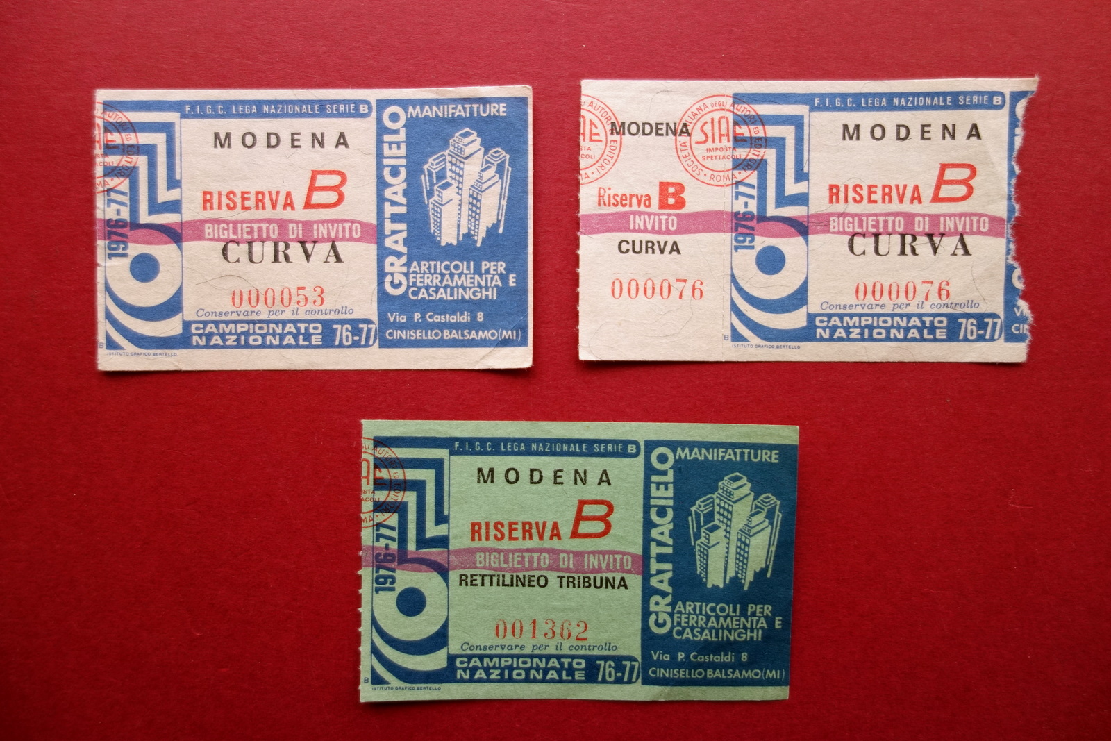 3 Biglietti Ingresso Modena FC Calcio Curva Tribuna Campionato Serie …