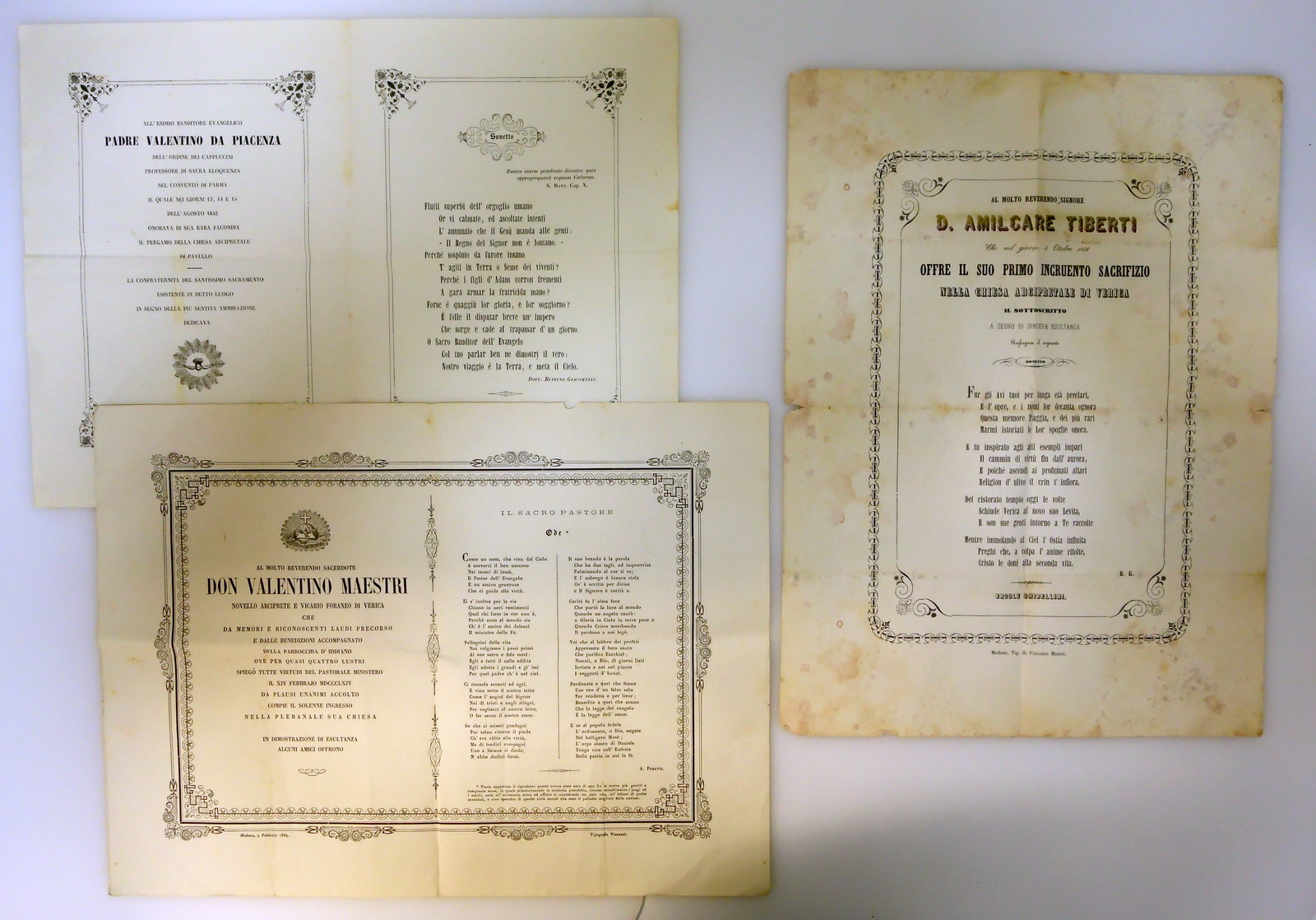 3 Fogli Volanti Verica Pavullo Odi Sonetti Prima Messa Predicazione …