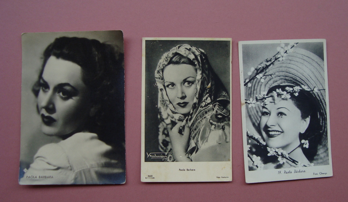 3 Foto-cartoline Paola Barbara originali bianco/nero non viaggiate Ottime