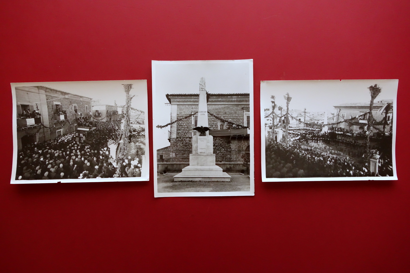 3 Grandi Fotografie Originali Caltanissetta Monumento ai Caduti 1934 Corteo