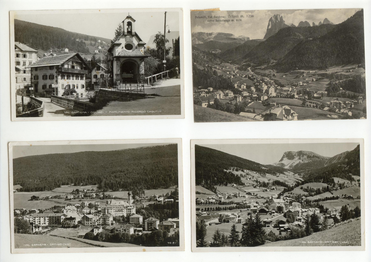 4 Cartoline Val Gardena Ortisei 1931 viaggiata Bolzano