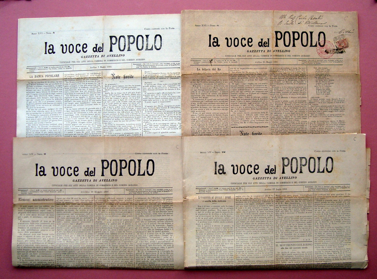 4 Numeri La Voce del Popolo Gazzetta Avellino 1899-1900-1901