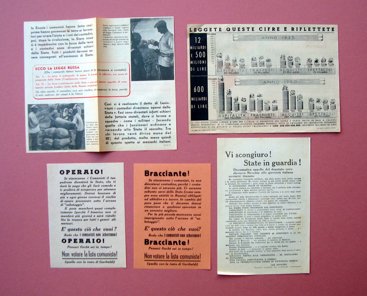5 Volantini Antifronte Popolare 1948 Democrazia Cristiana