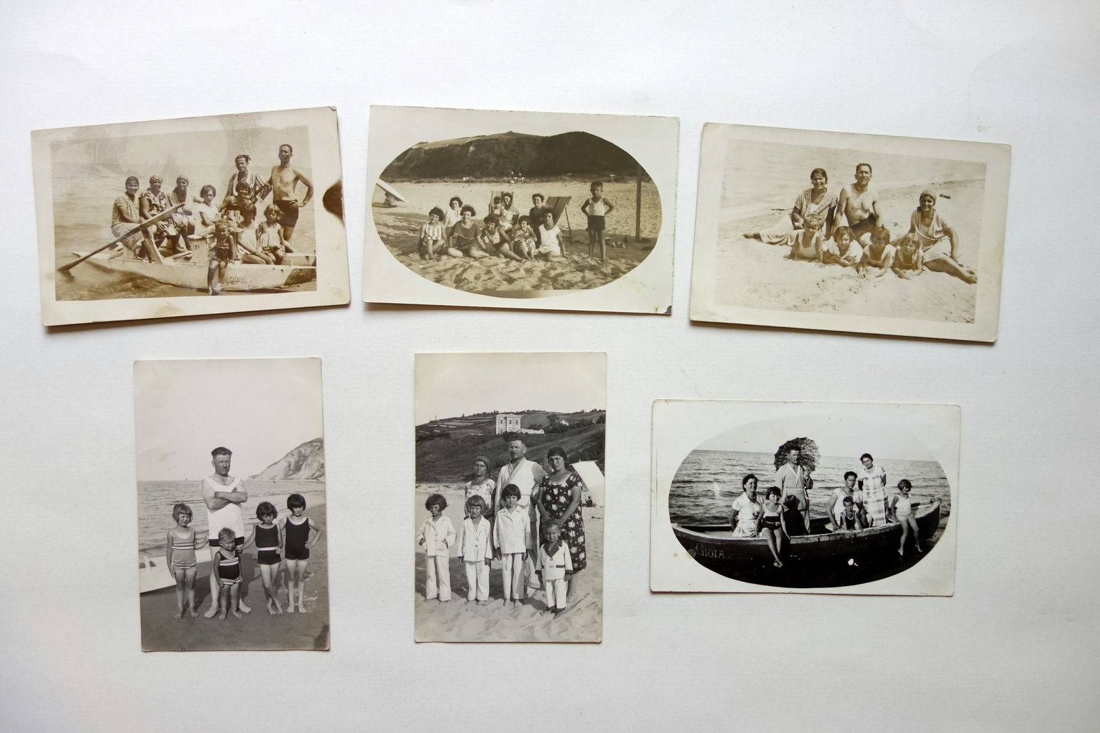 6 Fotocartoline Famiglia al Mare 1929 Studio Muccini Cattolica Gabicce