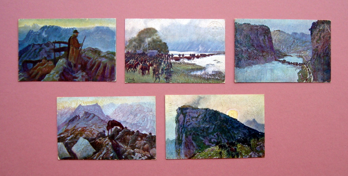 7 Cartoline illustratore Cascella Commemorative IV Guerra Indipendenza VG 1916