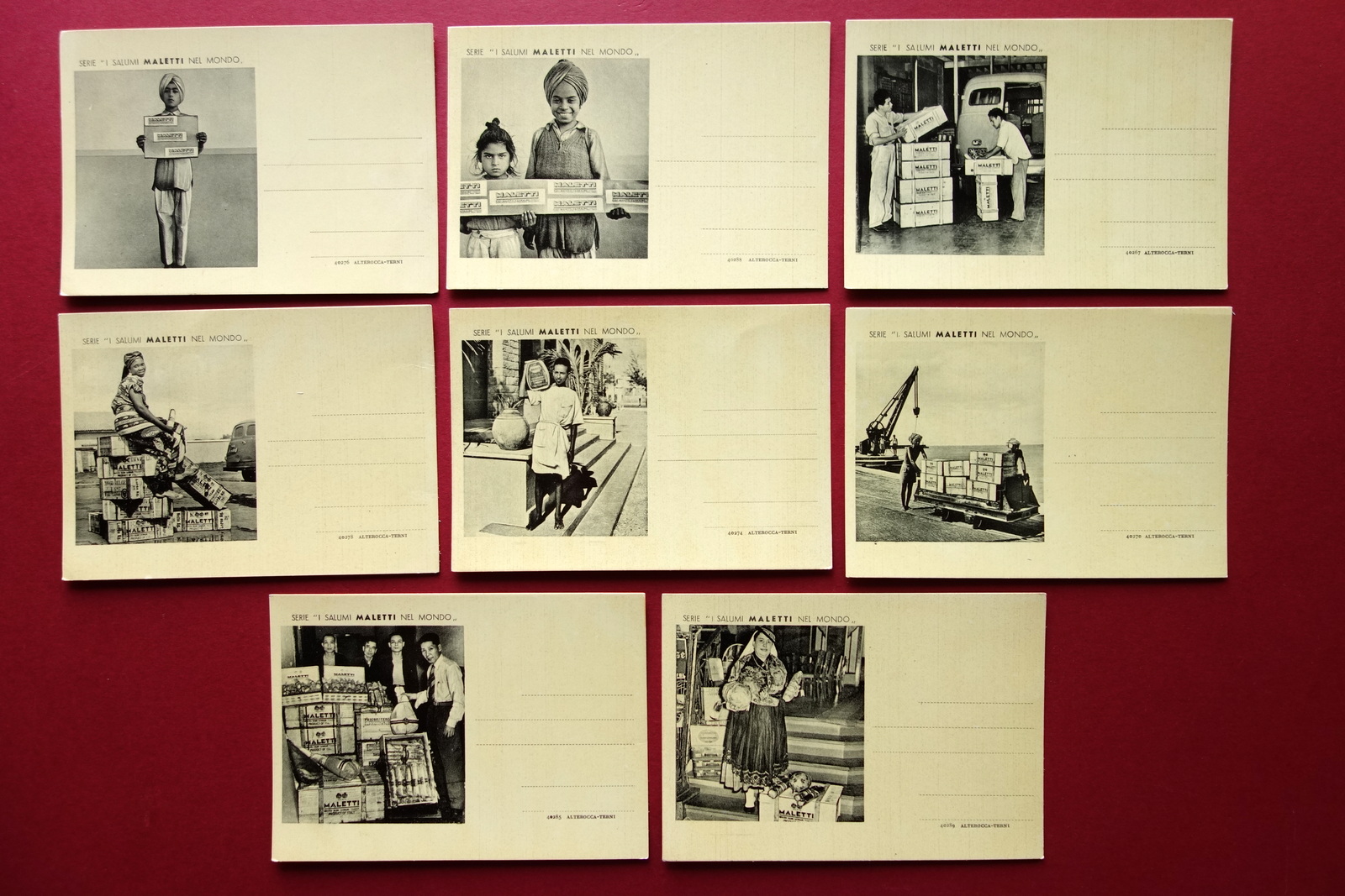 8 Cartoline Salumi Maletti nel Mondo Casinalbo Modena Non Viaggiate …