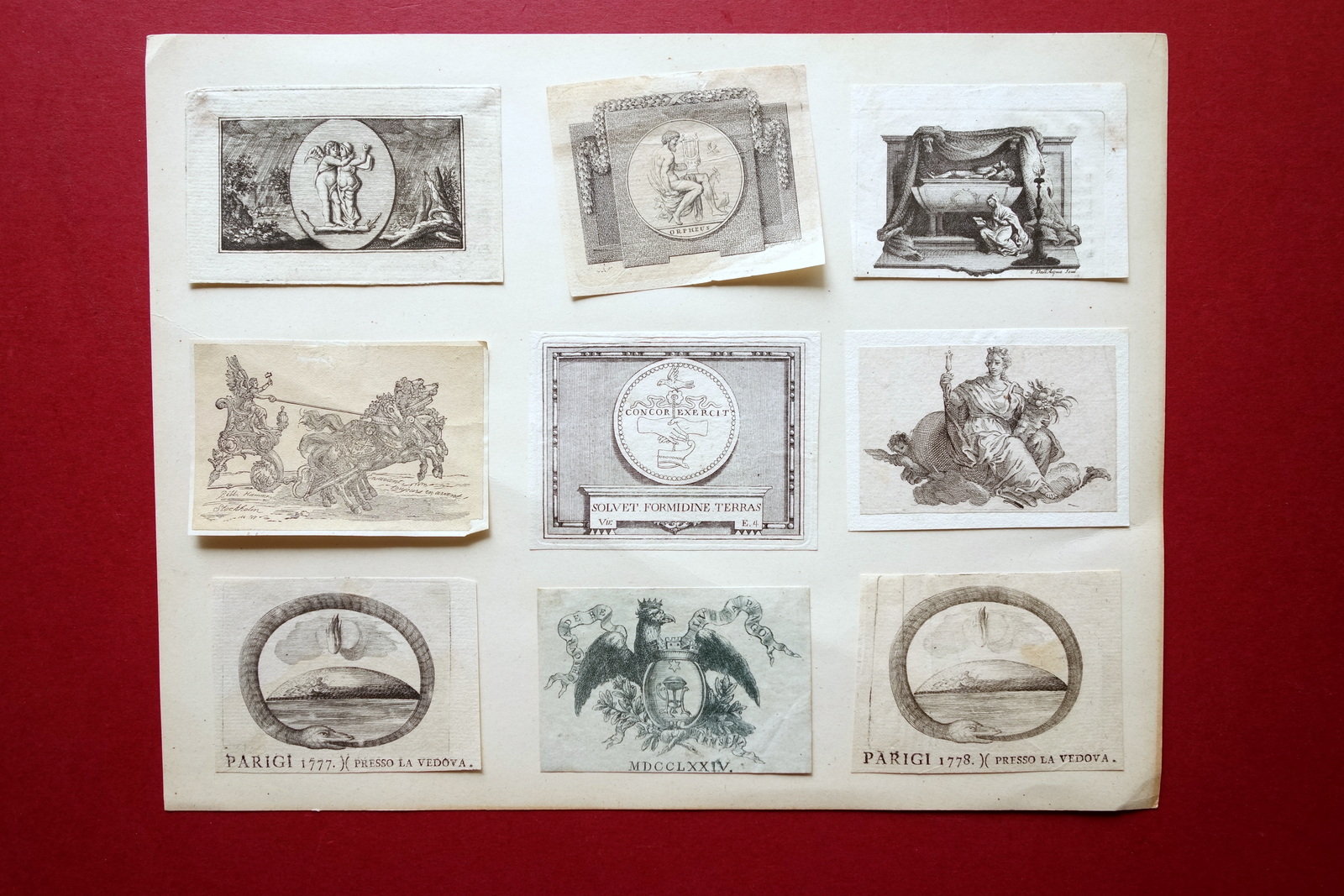 9 Incisioni Finalini Marchi Tipografici Fine '700 Primo '800