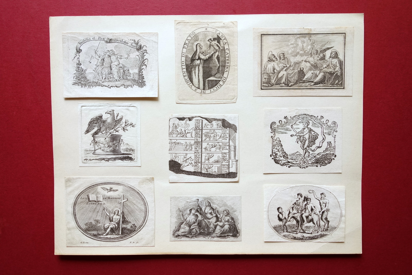 9 Incisioni Fregi Finalini Fine '700 Primo '800 Raccolta