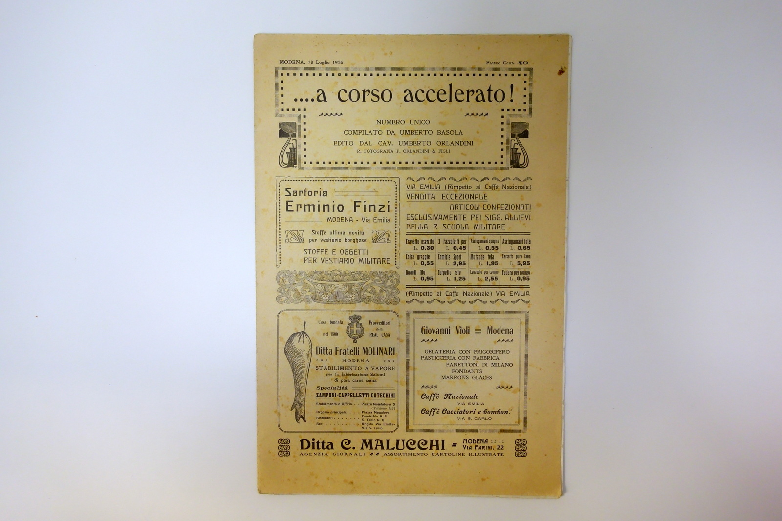 A Corso Accelerato! Numero Unico Modena Orlandini 1915 Accademia Militare …