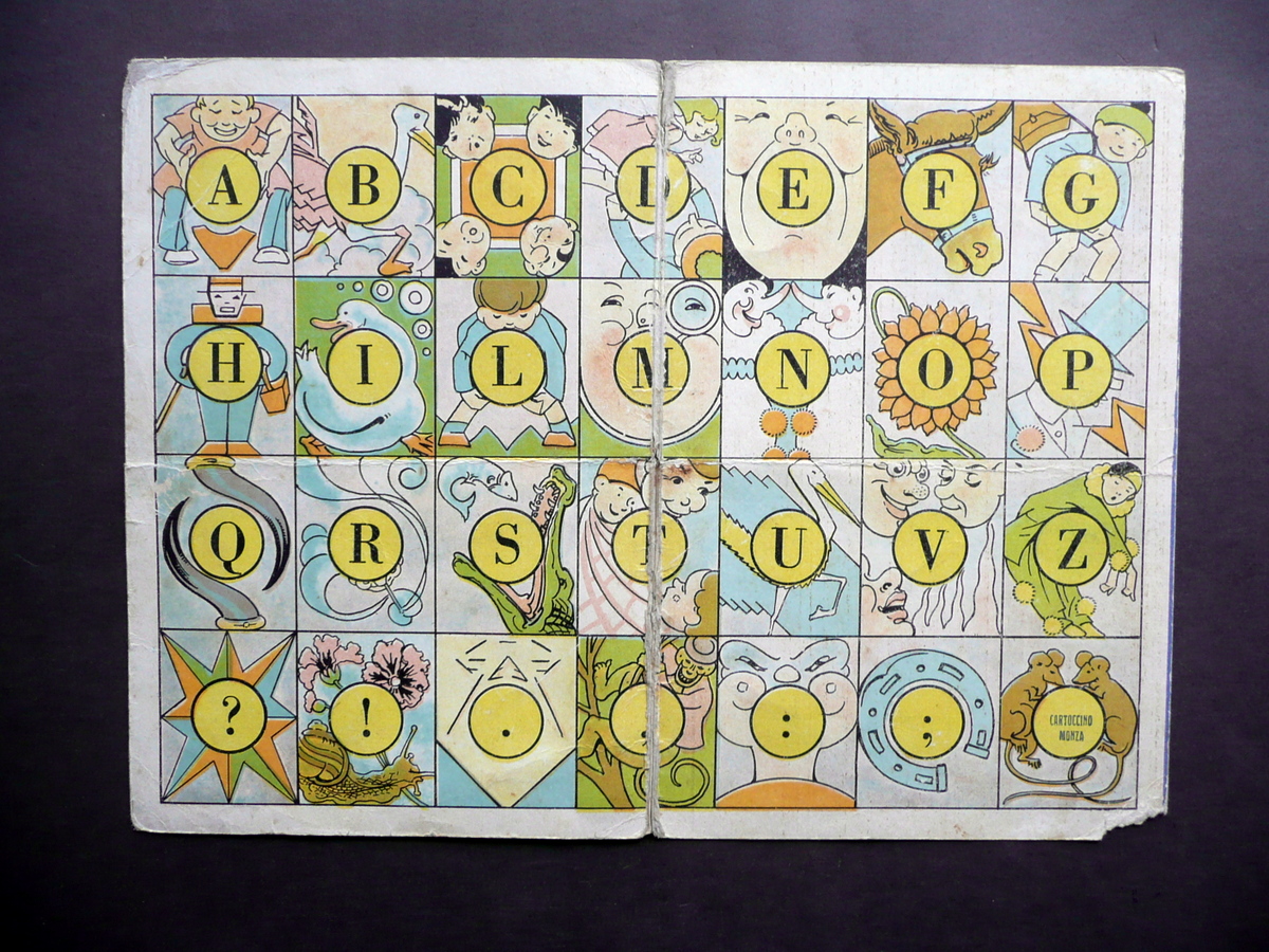Abbecedario a Colori Gioco Cartoccino Monza Rubino(?) Non Firmato Infanzia