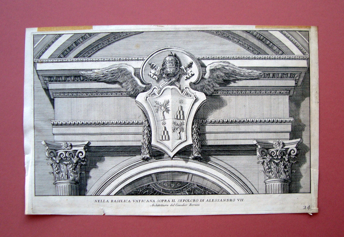Acquaforte N 24 1713 Aquila Francesco Basilica Vaticana Sepolcro d'Urbano …
